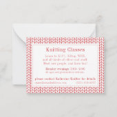 RODE LIJN GEBREIDE "breiklassen" Visitekaartje Notitiekaartje (Voorkant)