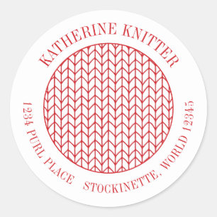 RODE LIJN GEBREIDE kleine ronde adreszegels Sticker
