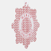 RODE LIJN GEBREIDE sneeuwvlok papier Ornament Kaar Kaart (Rechts)