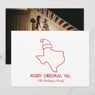 Rode Lijn Kunst Kerstman Texas Kerstkaart
