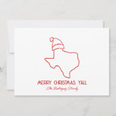 Rode Lijn Kunst Santa Texas Kerstkaart (Voorkant)