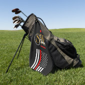 Rode lijn & Monogrammen Naam / Moderne Handtekenin Golfhanddoek (Groen)