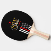 Rode lijn & Monogrammen Naam / Moderne Handtekenin Tafeltennisbatje (Zijkant)