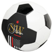 Rode lijn & Monogrammen Naam / Moderne Handtekenin Voetbal (Drie kwart)