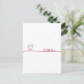 Rode lijn trekt hart met liefde briefkaart (Staand voorkant)