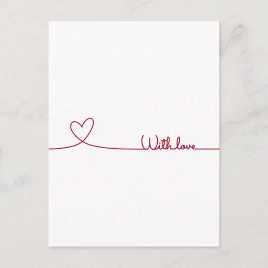 Rode lijn trekt hart met liefde briefkaart (Voorkant)