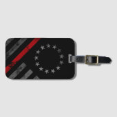 Rode Lijn Vintage Amerikaanse Vlag Bagagelabel (Voorkant (horizontaal))