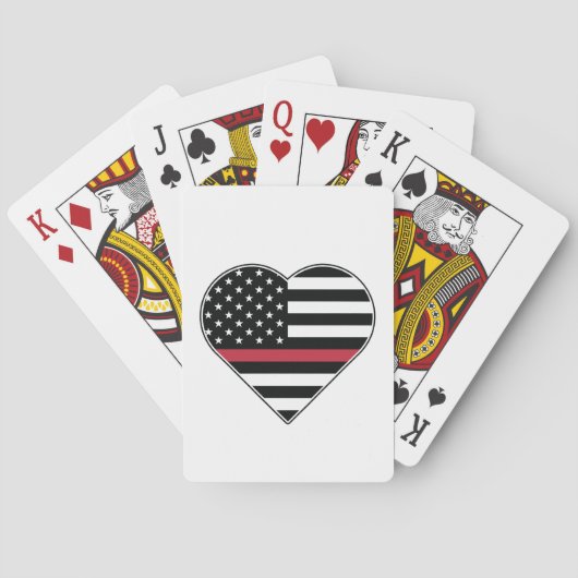 Rode Lijn Vlag Hart Pokerkaarten (Achterkant)