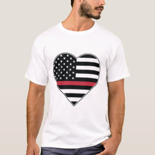Rode Lijn Vlag Hart T-shirt