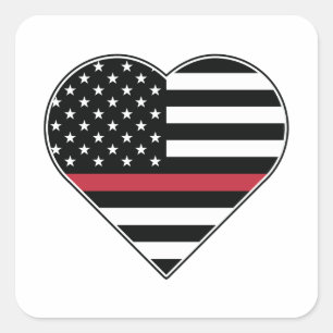 Rode Lijn Vlag Hart Vierkante Sticker