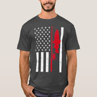 Rode lijn Vlaggen Vissenbrandweer Vist Patriottisc T-shirt