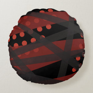 Rode lijnen met Stippen Sierkussen Rond Kussen