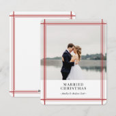 Rode lijnen moderne kerstkaart (Voorkant / Achterkant)