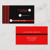 Rode lijnen Witte Stippen Retro Visitekaartje (Voorkant / Achterkant)