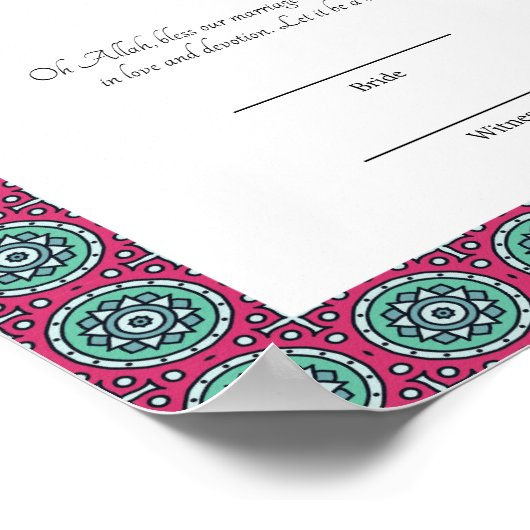 Rode lijst Muslim nikkah certificaat poster (Hoek)