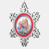 Rode Lijst Polka Dot Keepsake Tin Sneeuwvlok Ornament (Rechts)