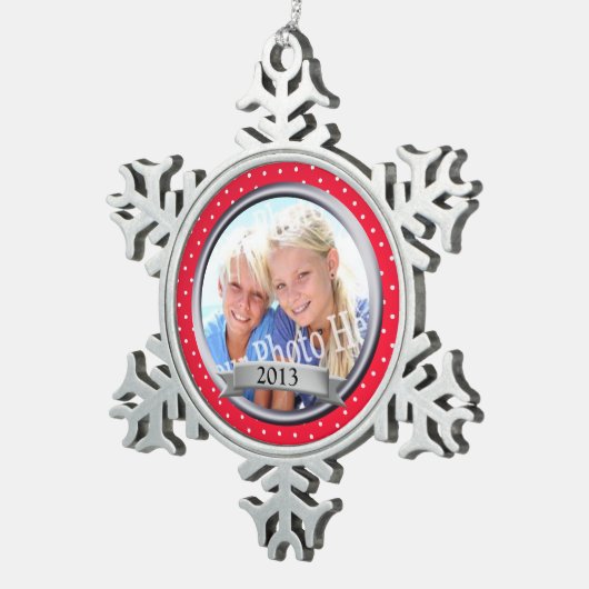 Rode Lijst Polka Dot Keepsake Tin Sneeuwvlok Ornament (Rechts)