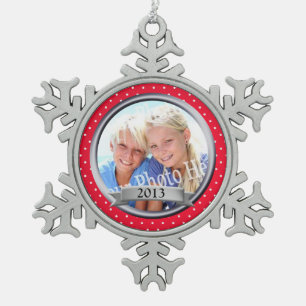 Rode Lijst Polka Dot Keepsake Tin Sneeuwvlok Ornament