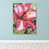 Rode Lily bloem, origineel modern kunstschilderij Canvas Afdruk (Insitu (Houten vloer))