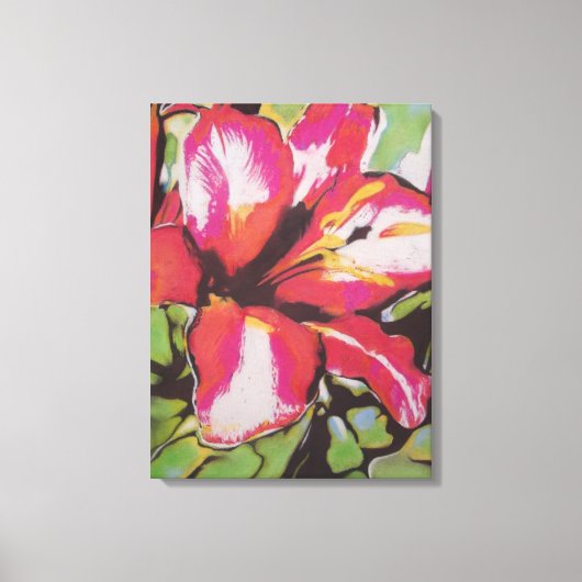 Rode Lily bloem, origineel modern kunstschilderij Canvas Afdruk (Voorkant)