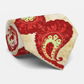Rode & Lime Paisley Trouwdas Stropdas (Opgerold)