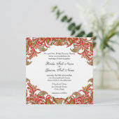 Rode, Limoen en Oranje  Paisley Damask Wedding Kaart (Staand voorkant)