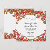 Rode, Limoen en Oranje  Paisley Damask Wedding Kaart (Voorkant / Achterkant)