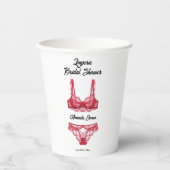Rode lingerie bruidsdouche papieren bekers (Voorkant)