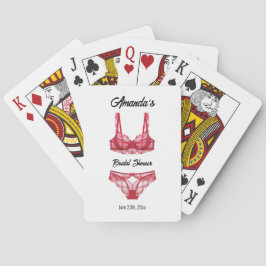 Rode lingerie bruidsdouche pokerkaarten