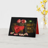 rode lingerie en roos met oude koffer kaart (Gele Bloem)