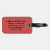 Rode linnen tekst bagagelabel (Achterkant horizontaal)