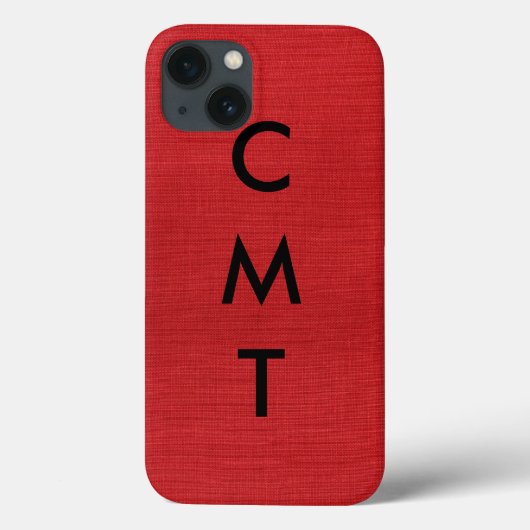 Rode Linnen Textuur Foto met Aangepast Monogram Case-Mate iPhone Case (Achterkant)