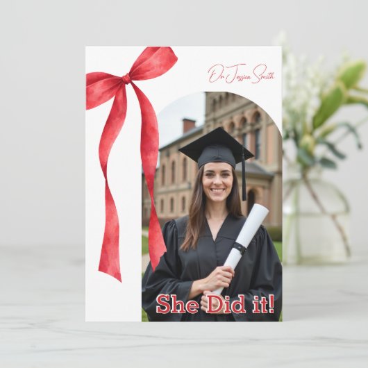 Rode Lint Accent Afstuderen Kaart (Staand voorkant)