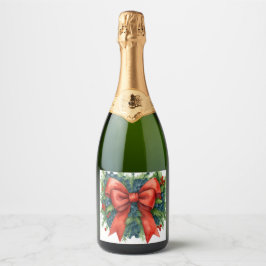 Rode Lint Baby Shower Kerst Brunch Sparkling Wijnetiket
