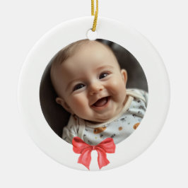 Rode lint baby's eerste Kerst Vakantie Keramiek Keramisch Ornament