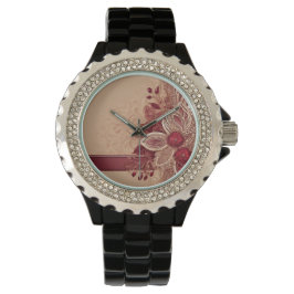 Rode lint bloem AI-kunst Horloge