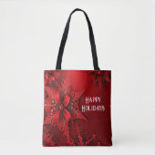 Rode Lint Bloemen Vakantie Kerstmis Canvas tas (Voorkant)