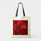 Rode Lint Bloemen Vakantie Kerstmis Canvas tas (Voorkant)