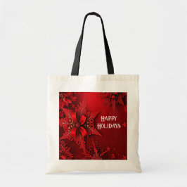 Rode Lint Bloemen Vakantie Kerstmis Canvas tas