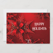 Rode Lint Bloemen Vakantie Kerstmis Kaart (Voorkant)