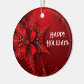 Rode Lint Bloemen Vakantie Kerstmis Ornament (Links)