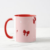 Rode Lint Boog Patroon | Zoete Pastel Roze Cute Mok (Links)