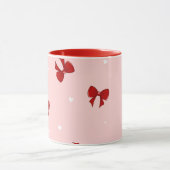 Rode Lint Boog Patroon | Zoete Pastel Roze Cute Mok (Midden)