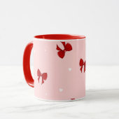 Rode Lint Boog Patroon | Zoete Pastel Roze Cute Mok (Voorkant links)