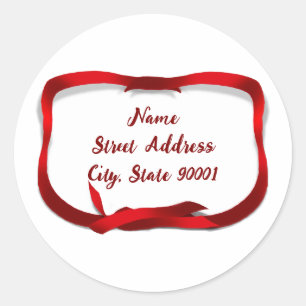 Rode lint cadeaukaart Kerstmis  Ronde Sticker