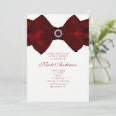 Rode lint & diamanten Bling elegante uitnodigingen (Staand voorkant)