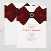 Rode lint & diamanten Bling elegante uitnodigingen (Voorkant / Achterkant)