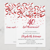Rode lint en Confetti 40e verjaardag Kaart (Voorkant / Achterkant)