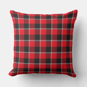 Rode lint en Heavy Metal Plaid Zwart Kussen