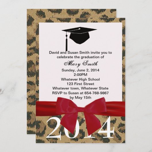 Rode lint en luipaard Afstuderen Kaart (Voorkant / Achterkant)